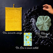 Pack Serviette visage, fleur de douche & étui à savon